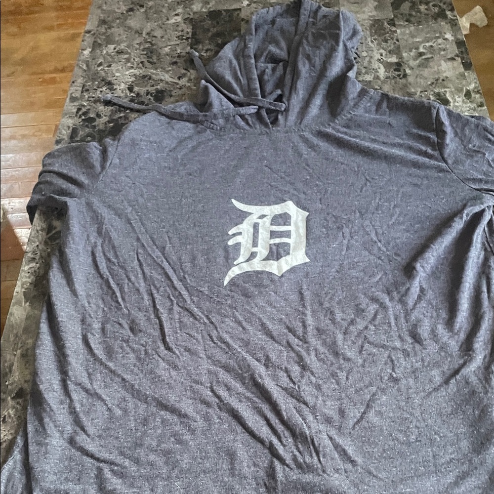 Gray Hooded Sweater with White Logo
